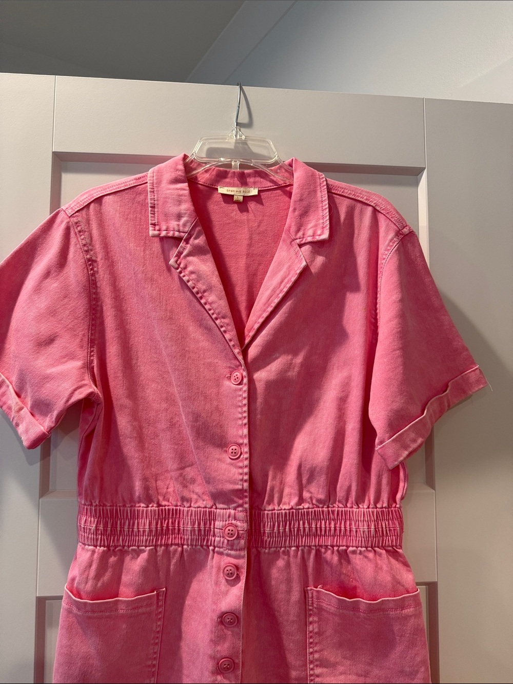 Skies Are Blue Pink Short-Sleeve Romper - Picture 2 of 5